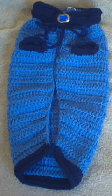 Navy/ Blue Hand Crocheted Dog Sweater